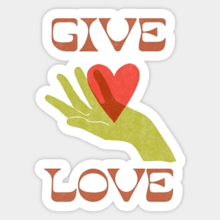 GIVE LOVE \\ Mid-century retro design Sticker